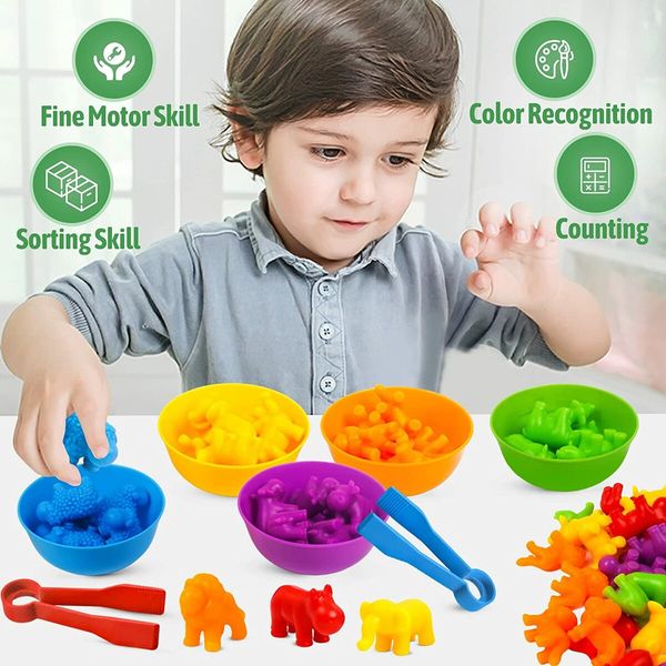 Color Sorting and Stacking Animal Games for Preschoolers - Educational Gift for Kids Ages 3 and U