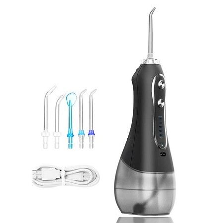 Rechargeable Portable Dental Flosser: Waterproof Teeth Cleaner with 5 Modes and 6 Replaceable Jet Tips for Home and Travel