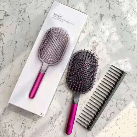 Dyson Compatible Comb Brush Set - Wide Tooth Hair Comb, Air Detangling Rake, and Massaging Sharon Brush for Tangle-Free Hair