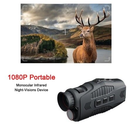 1080P Day/Night Use Monocular with 5x Zoom, 300m Full Dark View Distance for Hunting and Surveillance