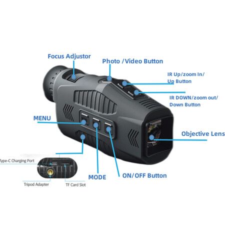 1080P Day/Night Use Monocular with 5x Zoom, 300m Full Dark View Distance for Hunting and Surveillance