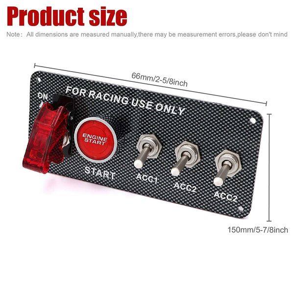 12V Ignition Switch Panel: 5-in-1 Engine Start Push Button with LED Toggle for Racing Cars and Trucks