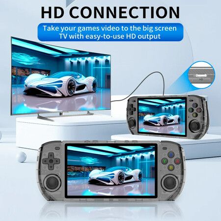 5" Retro Handheld Game Console with IPS Screen, 20000+ Classic Games, and Open Source Functionality (16G/128G, Blue)