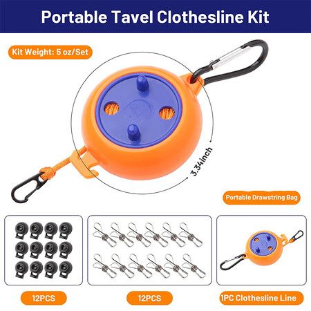 Portable Travel Clothesline: 26ft Adjustable Cord for Easy Drying Anywhere