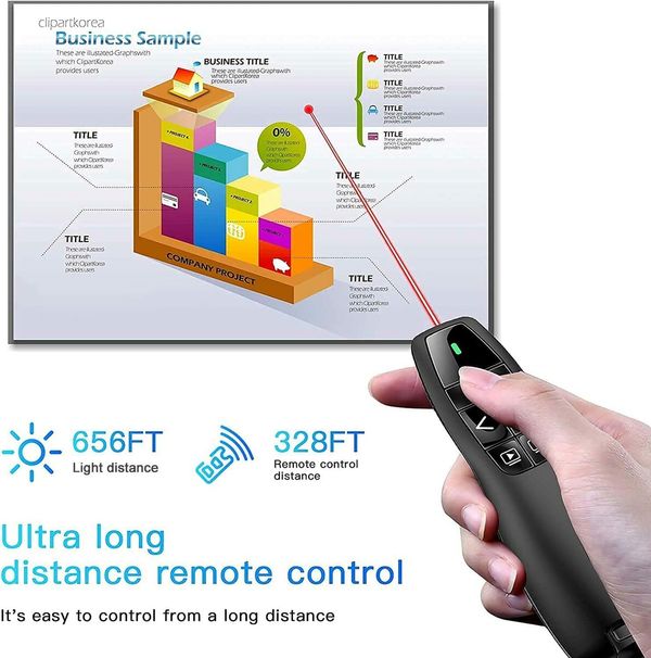 Wireless Presentation Clicker Pointer with 328FT Range for PPT and PowerPoint on Mac and Laptop