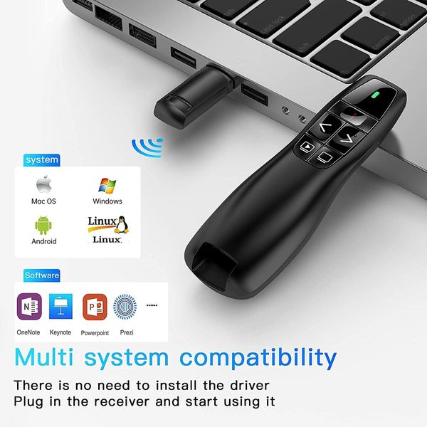 Wireless Presentation Clicker Pointer with 328FT Range for PPT and PowerPoint on Mac and Laptop