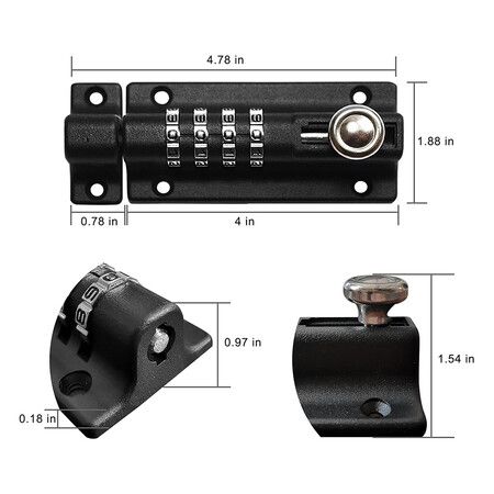 1Pack 4-Digit Combination Security Locking Bolt for Doors