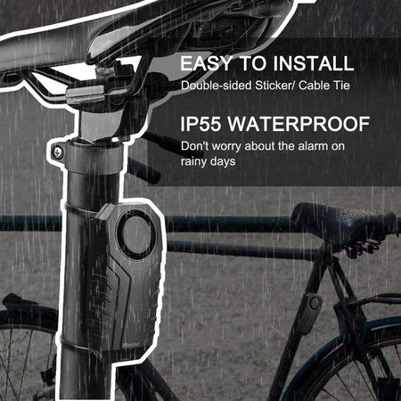 113dB Wireless Bike Alarm with Vibration Motion Sensor - Waterproof Motorcycle Alarm with Remote