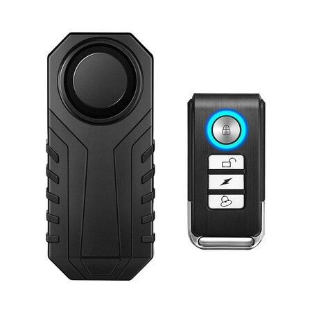 113dB Wireless Bike Alarm with Vibration Motion Sensor - Waterproof Motorcycle Alarm with Remote