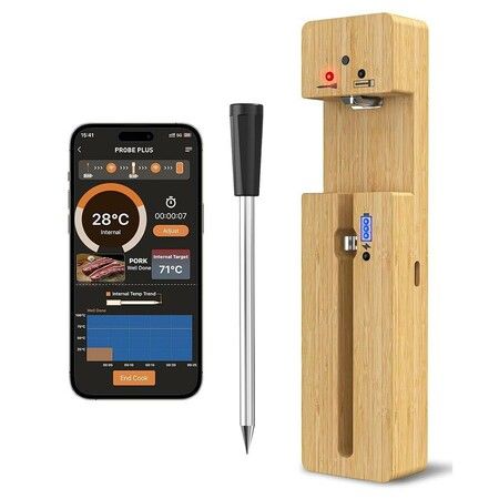 Smart Wireless Bluetooth Meat Thermometer with 150 Meters Range for Accurate Temperature Monitoring in Kitchens, Grills, Ovens