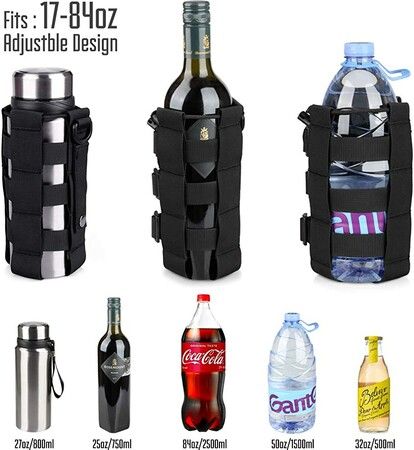 Weave Design Tactical Water Bottle Pouch, Kettle Carrier Bag with MOLLE Attachment, Adjustable Strap