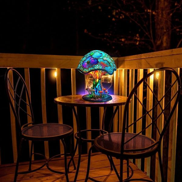 Stained Glass Mushroom Table Lamp, Plant Series Night Light for Living Room, Bedroom, Home, Office