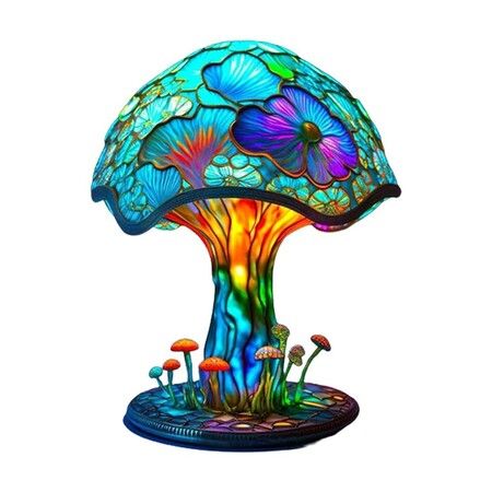 Stained Glass Mushroom Table Lamp, Plant Series Night Light for Living Room, Bedroom, Home, Office