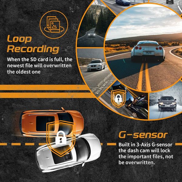 3-Channel 1080P Dash Cam with Front, Rear, and Interior Coverage: Adjustable Lens and 8 IR Night Vision Lamps for Cars