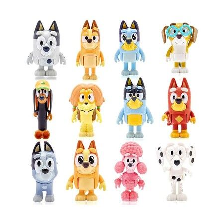 Bluey's Family Beach Day: Complete 12-Pack 2 to 3.5 Inch Wolfs Bluey Action Figures Toys Playset for Endless Imaginative Adventures Perfect Kids Gift