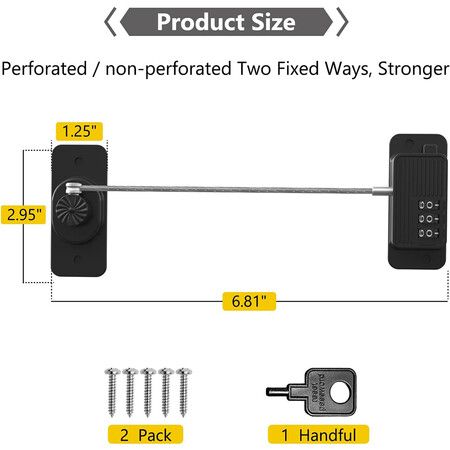 Double the Protection: 2-Pack Refrigerator/Cabinet/Windows Locks for Child Safety(Black)