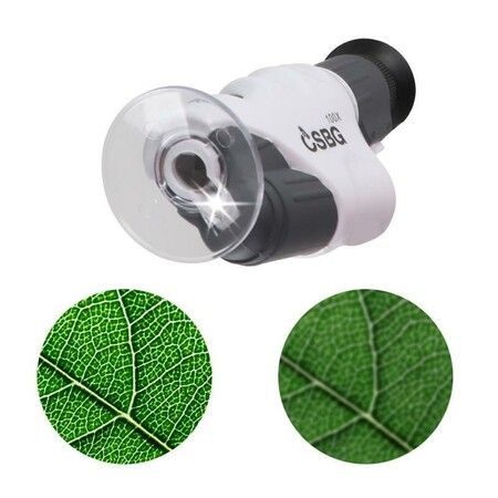 Battery-Powered Mini LED Microscope for Kids - Handheld 20x to 100x Magnification