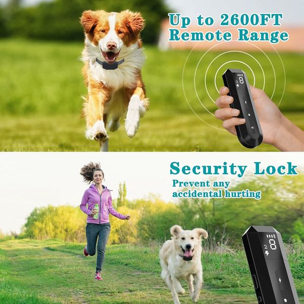 2 Dogs Effective Anti-Bark Dog Shock Collar with Remote Range up to 2600FT large areas for Small Medium Large Dogs 8 to 120lbs