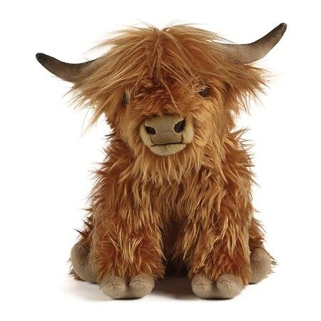 Brown Highland Cow Plush Toy Makes a cute mooing sound,Realistic & adorable Highland cow plush,Eco-friendly materials,25CM