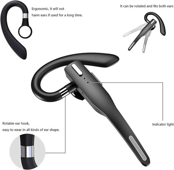 Wireless Bluetooth Earpiece for Cell Phones Bluetooth V5.1 Headset,Lightweight and comfortable design