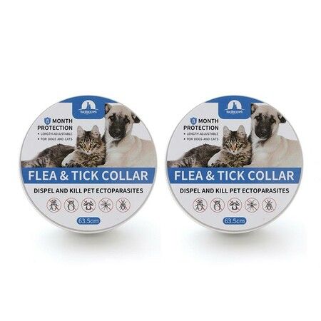 2-Pack 62cm Natural Flea and Tick Collar for Cats and Dogs - 8 Months Prevention Comfortable to Wear Blue Color for Visibility