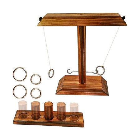 Classic Wooden Ring Toss Game: Fun and Skillful Activity