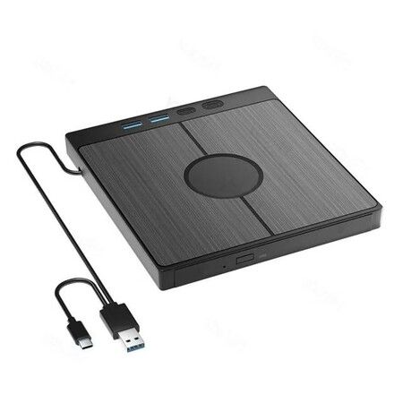 7-in-1 USB 3.0 Type-C External Optical Drive - Read and Write CDs and DVDs on Your Windows, Mac, or PC Laptop