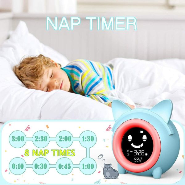 Sleep Trainer Time to Wake Alarm Clock with Wake Up Light, Sound Machine, Night Light, Thermometer, and NAP Timer