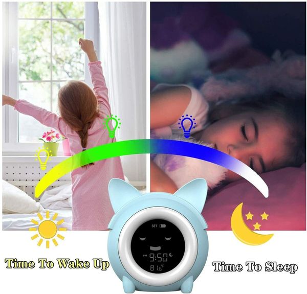 Sleep Trainer Time to Wake Alarm Clock with Wake Up Light, Sound Machine, Night Light, Thermometer, and NAP Timer