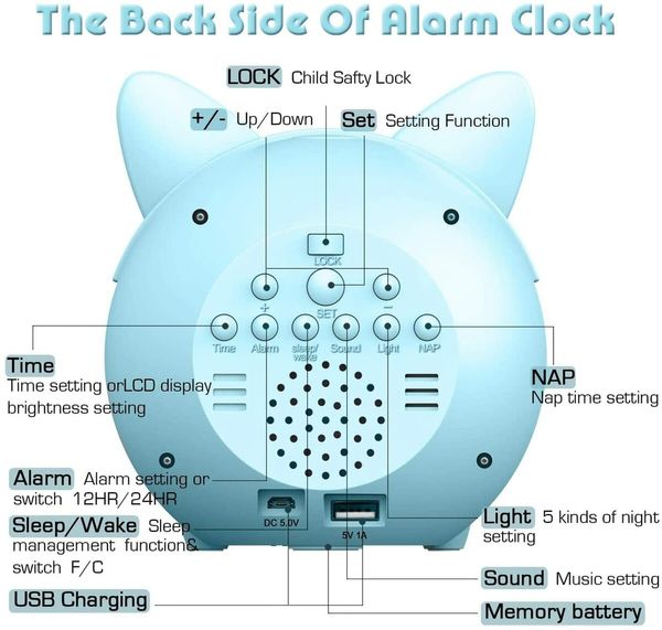 Sleep Trainer Time to Wake Alarm Clock with Wake Up Light, Sound Machine, Night Light, Thermometer, and NAP Timer