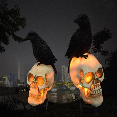 Spooky Halloween Outdoor Lights: Solar-Powered Skeleton Ghost LED Lights for Eerie Party Decor, Balcony Ambiance, and Garden Fright