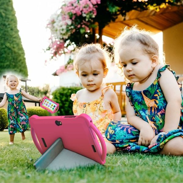 Kids 7 Inch Tablet with 32GB ROM Android 11.0, Toddler Tablet with Bluetooth, WiFi, GMS, Parental Control, Dual Camera, Shockproof Case, Educational, Games (Pink)