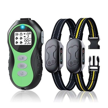 2-Dog Remote Control Dog Training Collar: Waterproof, Rechargeable, and with 4 Modes for Large, Medium, and Small Dogs(Green)