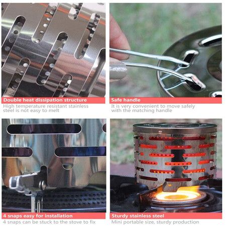 Stay Warm Mini Camping Heater with Stainless Steel Stove and Tent Heating Cover for Backpackers and Hikers