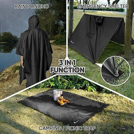 Waterproof Rain Poncho Coat with Hood for Men, Women Durable Protection