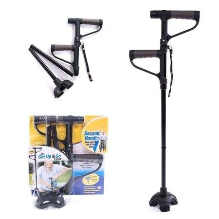 Double Foldable Walking Stick with Handle,LED Light Enhance Your Mobility and Safety