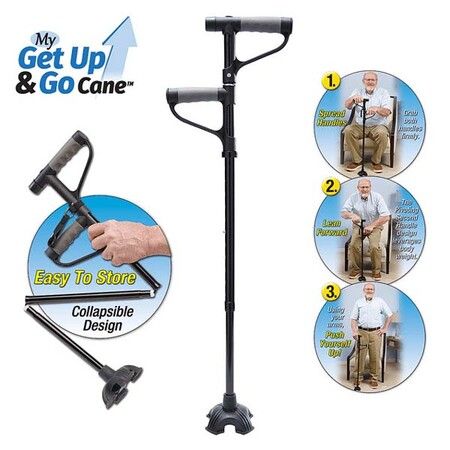 Double Foldable Walking Stick with Handle,LED Light Enhance Your Mobility and Safety