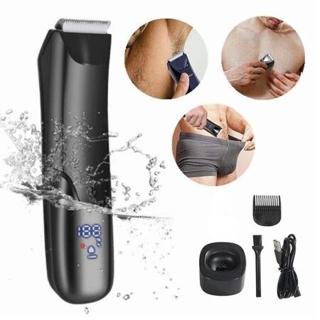 Waterproof Grooming IPX7 Electric Crotch Shaver for Men's Chest and Below-the-Waist Hair Removal