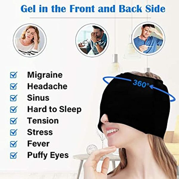 Migraine Relief Cap: Ice Headache Relief Hat for Tension and Puffy Eyes (Pink)