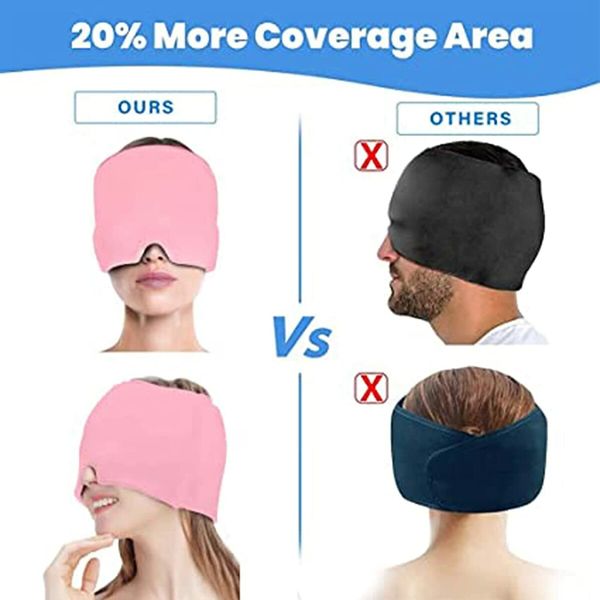 Migraine Relief Cap: Ice Headache Relief Hat for Tension and Puffy Eyes (Pink)