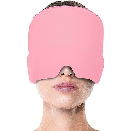 Migraine Relief Cap: Ice Headache Relief Hat for Tension and Puffy Eyes (Pink)