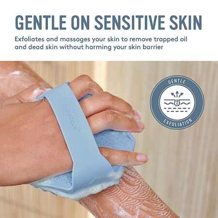 Sensitive Skin Silicone Body Scrubber: Exfoliate and Cleanse Your Body Gently (Blue)