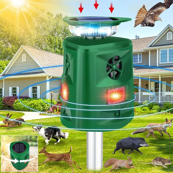 360° Solar Ultrasonic Animal Repeller for  gardens, yards, and farms