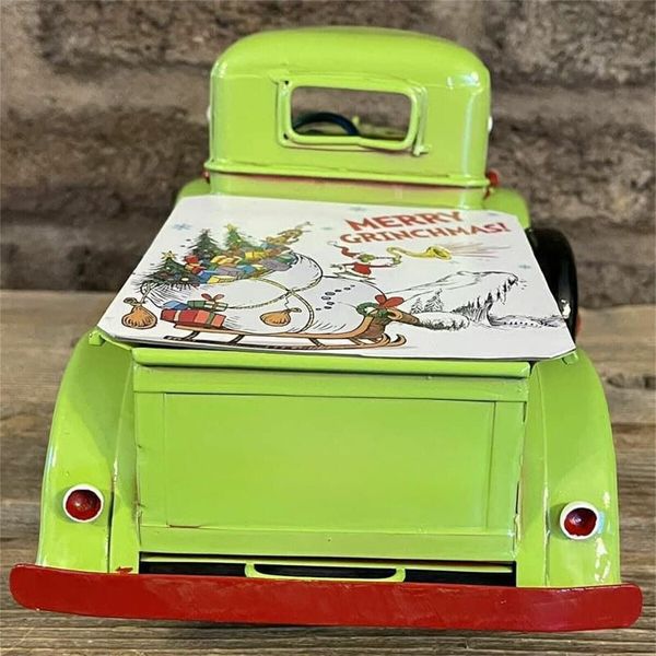 Vintage Green Christmas Farm Truck - Festive Holiday Decoration