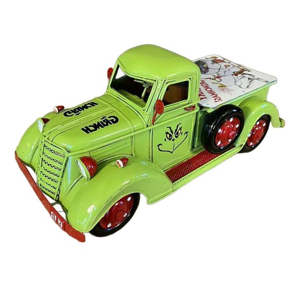 Vintage Green Christmas Farm Truck - Festive Holiday Decoration