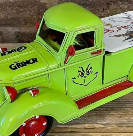 Vintage Green Christmas Farm Truck - Festive Holiday Decoration