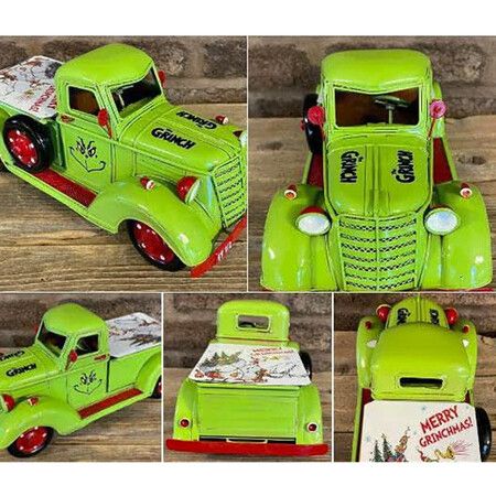 Vintage Green Christmas Farm Truck - Festive Holiday Decoration