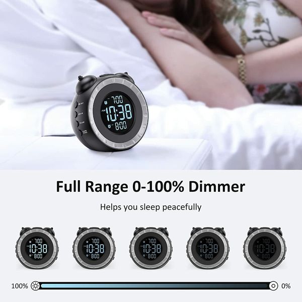 Vibrating Alarm Wake-Up Call Clock for Heavy Sleepers with Dual Loud Bed Shaker Alarm,Dimming USB Charging Port