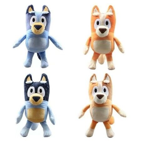 Bluey Heeler Family Plush Set-28cm Bluey, Bingo, Bandit & Chilli 4 Collectible Figures, Soft and cuddly plush material