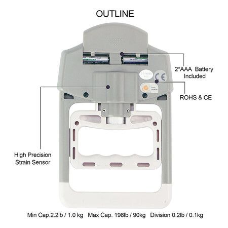 Digital Hand Dynamometer for Accurate Strength Assessment Auto Capturing 198 Lbs / 90 Kgs